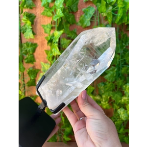 3.96 Lb. Super Clear Quartz Lemurian Point With Removeable Metal Stand. You get this piece!