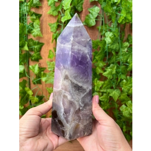 4.75 Lb. Amethyst Crystal Point. 8.8 Inch Tall Chevron Amethyst Crystal Obelisk. You get this piece!