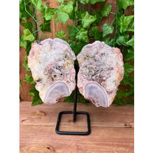 4.09 Lb. Pink Amethyst Crystal Wings on Metal Stand. Large Pink Amethyst Slices. You get this piece!