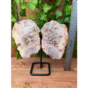 4.09 Lb. Pink Amethyst Crystal Wings on Metal Stand. Large Pink Amethyst Slices. You get this piece!