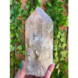 1.32 Lb Clear Quartz Crystal Point with Golden Rutile inclusions. You get this piece!