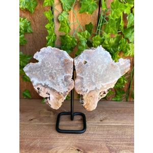 2.61 Lb Pink Amethyst Crystal Wings on Metal Stand. Large Pink Amethyst Slices. You get this piece!