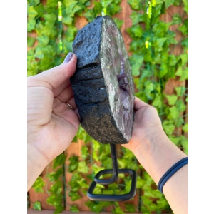 4.69 Lb Polished Amethyst Crystal Portal on Metal Stand. Amethyst Ring. Amethyst Slice. You get this