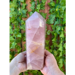 6.46 Lb. Large Rose Quartz Point. 8.8 Inch Tall Polished Rose Quartz Crystal Obelisk. Rose Quartz Ge