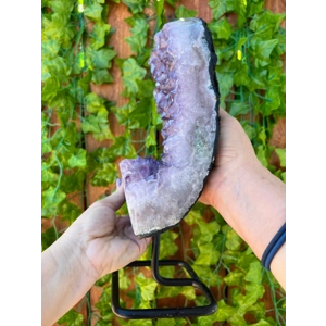 7.44 Lb Amethyst Crystal Cluster Geode Display on stand. 11.65 inches tall. You get this piece!