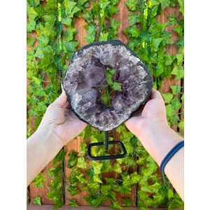 4.69 Lb Polished Amethyst Crystal Portal on Metal Stand. Amethyst Ring. Amethyst Slice. You get this