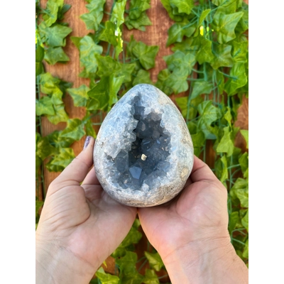3.75. Large Blue Celestite Egg Geode. Polished Geode Crystal Cluster. You get this piece!