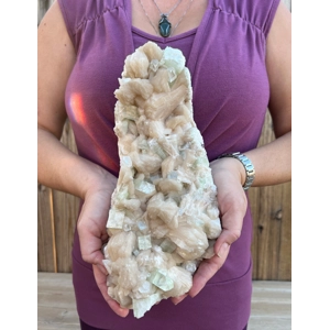 5.2 Lb. Green Apophyllite Crystal Cluster with Stilbite from India. You get this piece!