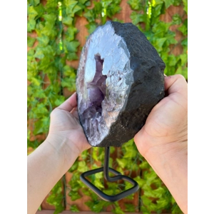 4.69 Lb Polished Amethyst Crystal Portal on Metal Stand. Amethyst Ring. Amethyst Slice. You get this