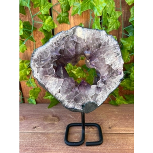 4.36 Lb Polished Amethyst Crystal Portal on Metal Stand. Amethyst Ring. Amethyst Slice. You get this