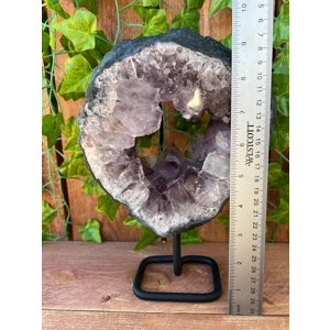 4.36 Lb Polished Amethyst Crystal Portal on Metal Stand. Amethyst Ring. Amethyst Slice. You get this