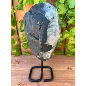 6.7 Lb. Amethyst Cluster Geode with Metal Display Stand with Calcite. 10.6 Inches Tall. You get this