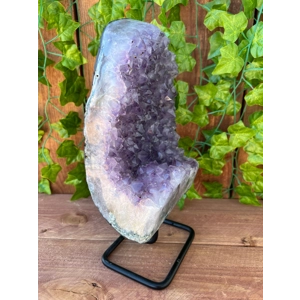 7.44 Lb Amethyst Crystal Cluster Geode Display on stand. 11.65 inches tall. You get this piece!