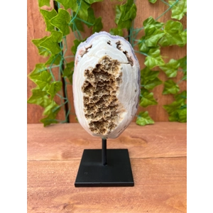 1.72 Lb. Purple Amethyst Crystal Cluster With Druzy Quartz Growth and Banded Agate Sides with metal