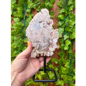 14.26 oz. Pink Amethyst Crystal on Metal Stand. Large Pink Amethyst Slice. You get this piece!