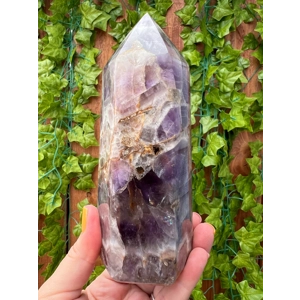 1.75 Lb. Amethyst Quartz Point with Clear Quartz and Smoky Quartz. Chevron Amethyst. You get this pi