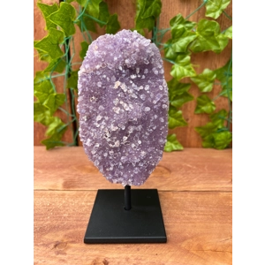 1.72 Lb. Purple Amethyst Crystal Cluster With Druzy Quartz Growth and Banded Agate Sides with metal