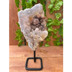 1.6 Lb Pink Amethyst Crystal on Metal Stand. Large Pink Amethyst Slice. You get this piece!