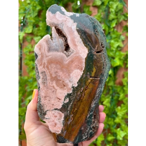 2.88 Lb Pink Amethyst Crystal on Metal Stand. Large Pink Amethyst Slice. You get this piece!