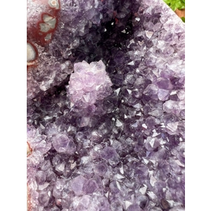 3.69 Lb Purple Amethyst Crystal Cluster with Banded Agate and Metal Display Stand. You get this piec