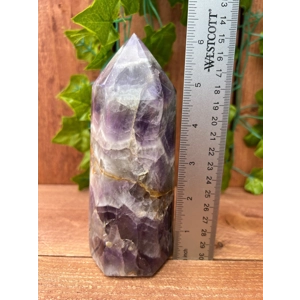 1.75 Lb. Amethyst Quartz Point with Clear Quartz and Smoky Quartz. Chevron Amethyst. You get this pi