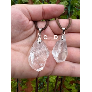 Raw Double Terminated Quartz Crystal Necklace Pendant with Leather Cord - Choose Your Piece!