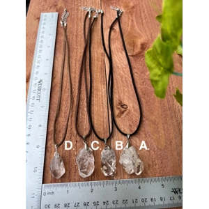 Raw Double Terminated Quartz Crystal Necklace Pendant with Leather Cord - Choose Your Piece!