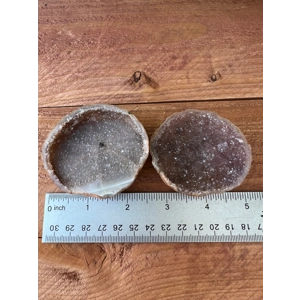 3.96 oz. Geode cut in half. Geode pair.  Polished Geode with Quartz points. G9. You get this piece!