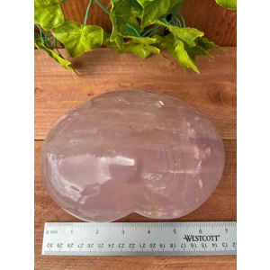 5.37 Lb Large Rose Quartz Heart. 6.5 Inch Polished Rose Quartz Crystal Puffy Heart. You get this pie