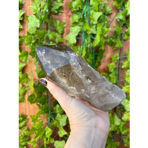 2.47 Lb Clear Smoky Quartz Crystal Point with Golden Rutile inclusions. You get this piece!