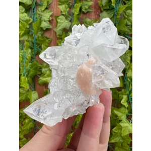 7.72 oz. AA Apophyllite Crystal Cluster with Stilbite from Jalgaon India. You get this piece! ZA14