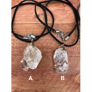 Raw Double Terminated Quartz Crystal Necklace Pendant with Leather Cord - Choose Your Piece!