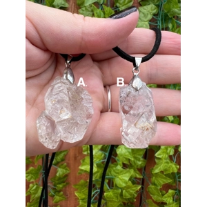 Raw Double Terminated Quartz Crystal Necklace Pendant with Leather Cord - Choose Your Piece!
