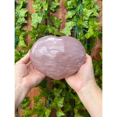 5.37 Lb Large Rose Quartz Heart. 6.5 Inch Polished Rose Quartz Crystal Puffy Heart. You get this pie