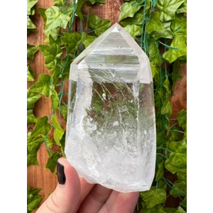 11.65 oz Clear Lemurian Quartz Crystal Point. All Natural Water Clear Quartz Point from Brazil. You