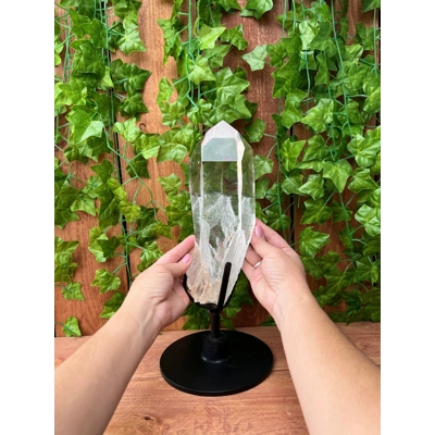 7.13 Lb. Super Clear Quartz Point With Phantoms and Removable Metal Stand. You get this piece!