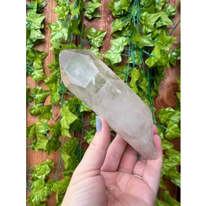 12.27 oz. Clear Clear Quartz Crystal Point with Etching and Window. You get this piece!
