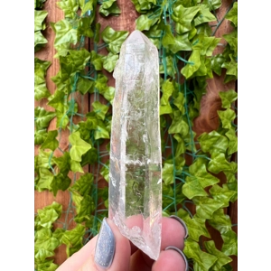 1.3 oz. Clear Lemurian Quartz Crystal Laser Point with Etching. All Natural Clear Quartz Point from