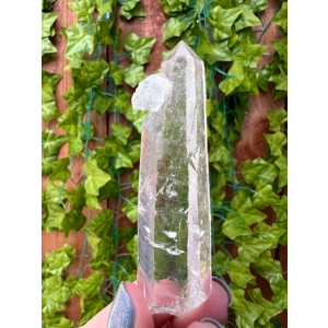 1.3 oz. Clear Lemurian Quartz Crystal Laser Point with Etching. All Natural Clear Quartz Point from