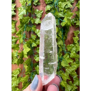 1.3 oz. Clear Lemurian Quartz Crystal Laser Point with Etching. All Natural Clear Quartz Point from