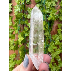 1.3 oz. Clear Lemurian Quartz Crystal Laser Point with Etching. All Natural Clear Quartz Point from