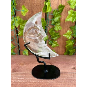 14.34 oz. Large Carved Clear Quartz Crystal Moon on Metal Stand. You get this piece!