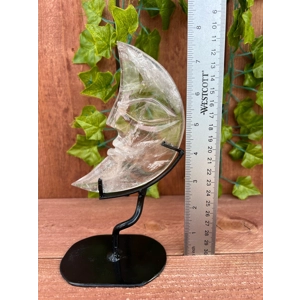 14.34 oz. Large Carved Clear Quartz Crystal Moon on Metal Stand. You get this piece!