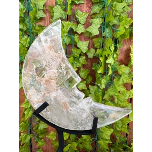 10.46 oz. Large Carved Clear Quartz Crystal Moon on Metal Stand. You get this piece!