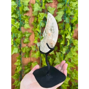 10.46 oz. Large Carved Clear Quartz Crystal Moon on Metal Stand. You get this piece!