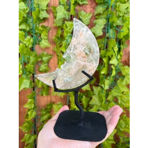 10.46 oz. Large Carved Clear Quartz Crystal Moon on Metal Stand. You get this piece!