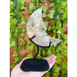 10.46 oz. Large Carved Clear Quartz Crystal Moon on Metal Stand. You get this piece!
