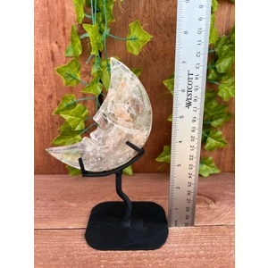 10.46 oz. Large Carved Clear Quartz Crystal Moon on Metal Stand. You get this piece!