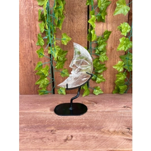 14.34 oz. Large Carved Clear Quartz Crystal Moon on Metal Stand. You get this piece!