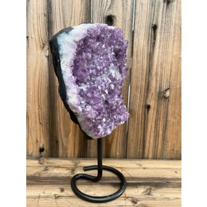 21.2 Lb. Huge Amethyst Quartz Crystal Cluster on Metal Stand. Huge Polished Amethyst Geode Home Deco